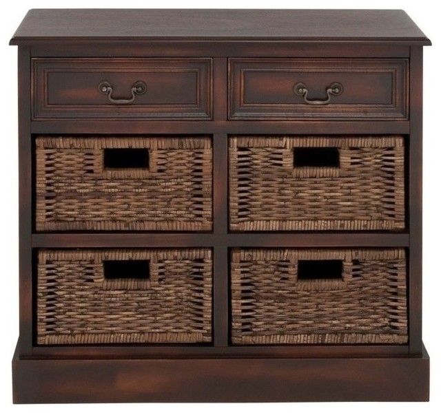 Wood 4 Basket Dresser Beach Style Storage Cabinets By