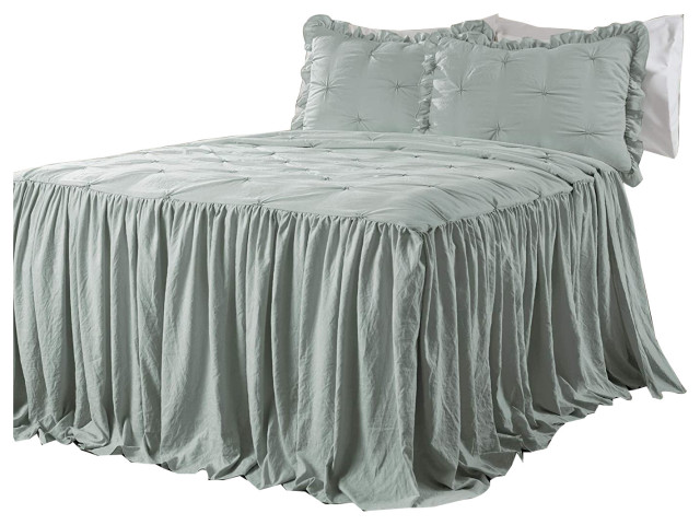 Lush Decor Ravello Pintuck Ruffle Skirt Bedspread Blue 2Pc Set Twin ...