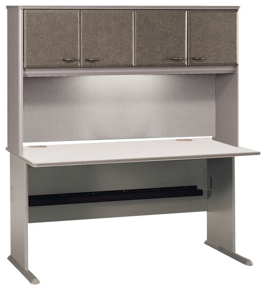Bush Series A 60" Computer Desk with Hutch in Pewter