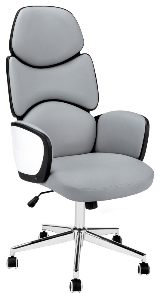 Office Chair, Swivel, Ergonomic, Armrests, Work, Metal, Glossy Black