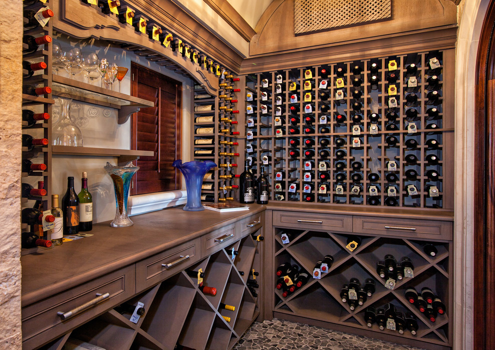 Inspiration for a mediterranean wine cellar in Miami.