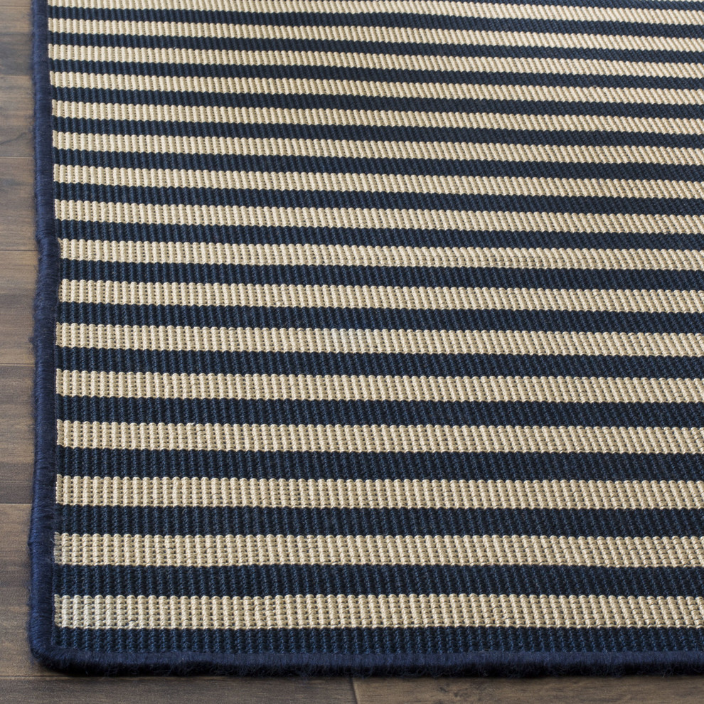 Safavieh Four Seasons Frs650B Striped Rug, Ivory/Navy, 6'0"x9'0"