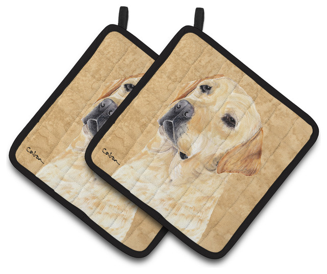 Labrador Wipe your Paws Pot Holders, Set of 2 Contemporary Oven