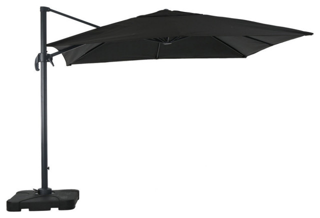 GDF Studio Guinevere Outdoor 9.8 Ft. Aluminum Frame Base Canopy Umbrella, Black
