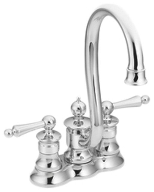 Moen S612 Chrome High Arc Bar Faucet Two Lever Handle Ada