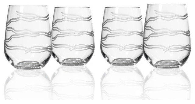 Good Vibrations Stemless Wine Tumbler 17oz, Set of 4 Glasses