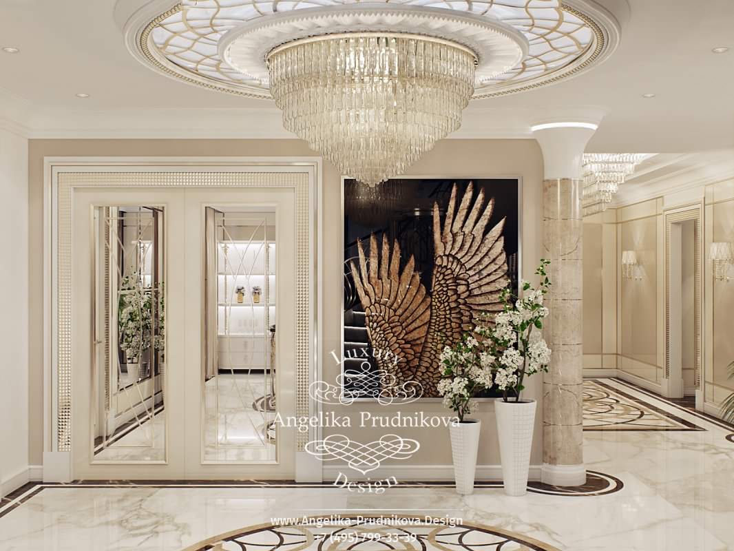 Дизайн-проект интерьера холла в в стиле ар-деко ЖК "Алые паруса"