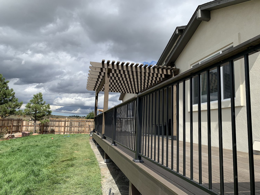 Deep Beam Railing Steel Deck Railing with Composite Drink Rail - Contemporary - Deck ...