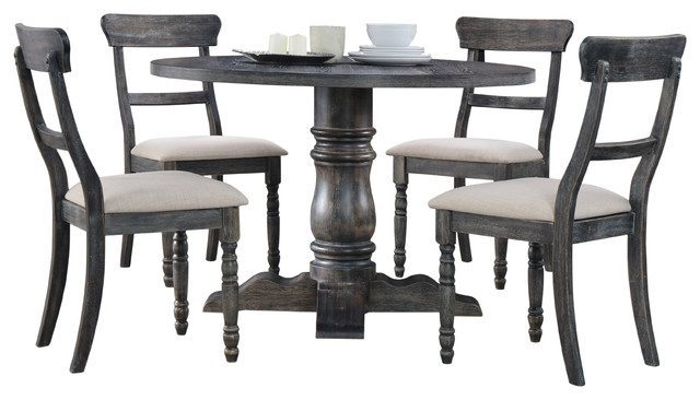 Selena Round Transitional 5 Piece Dinette Set Midcentury Dining Selena Round Transitional 5 Piece Dinette Set Midcentury Dining Sets By Furniture Import Export Inc