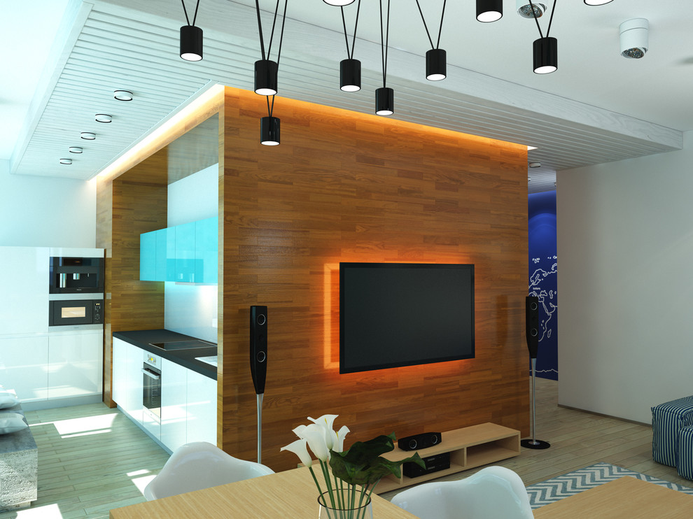 Гостиная совмещенная с кухней и столовой