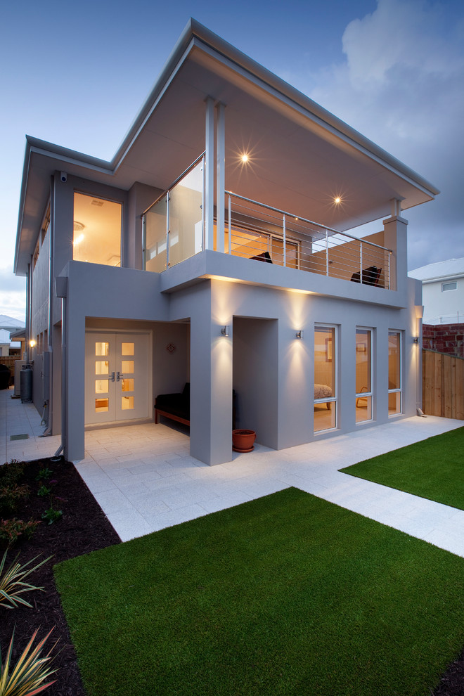 This is an example of a contemporary grey exterior in Perth.