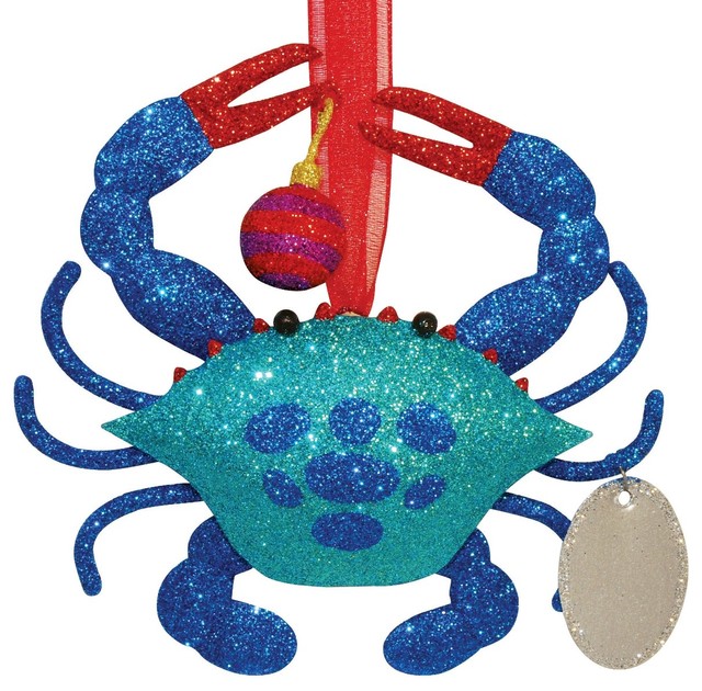 Blue Crab Jeweled Christmas Holiday Ornament Metal 