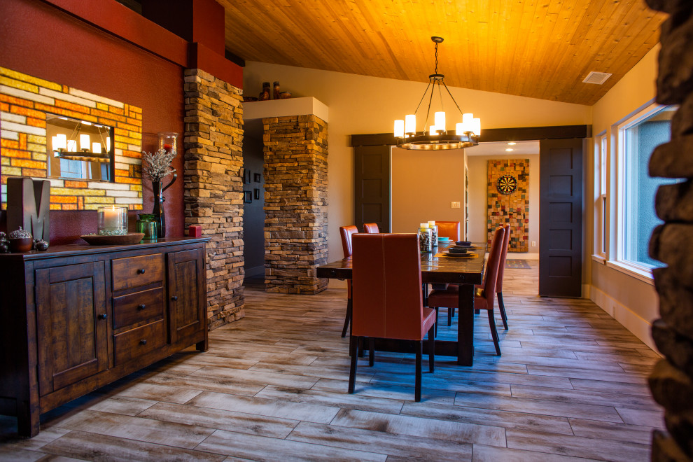 Dining room - large rustic dining room idea in Phoenix