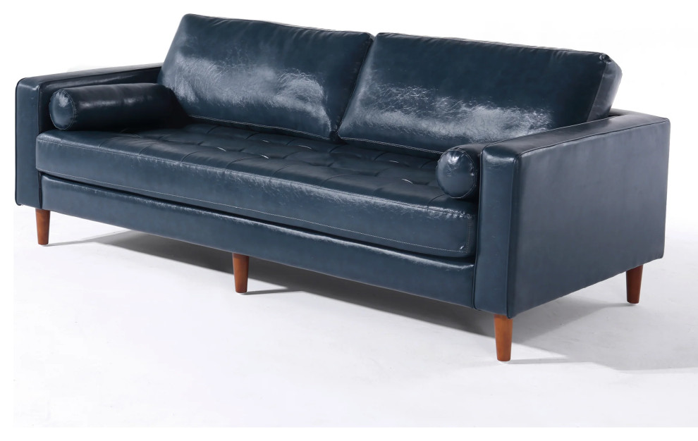 Cosmic Modern Contemporary Leather Armchair, Blue, Sofa