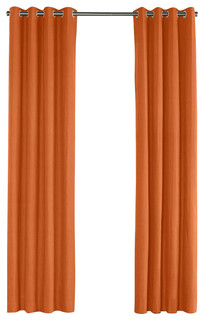 Burnt Orange Linen Grommet Curtain  Contemporary  Curtains  by Loom Decor