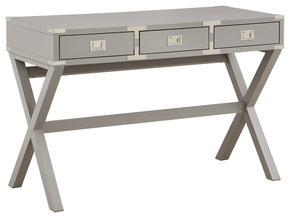 Wellington 46" Desk With Power, Gray Finish Transitional Desks And