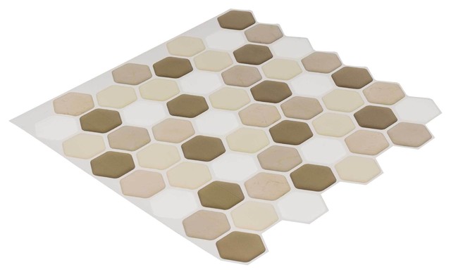 peel and stick white hexagon tile