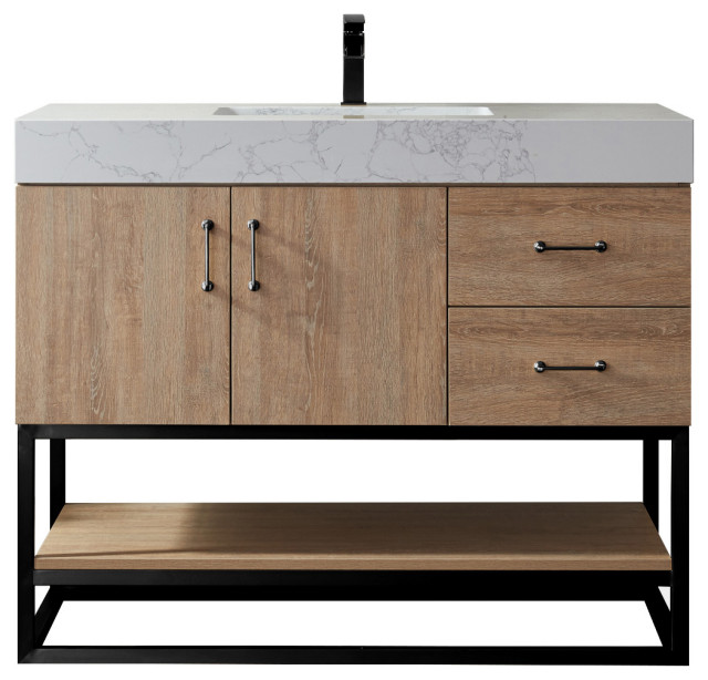 Alistair Vanity, North American Oak, Matte Black Hardware Industrial