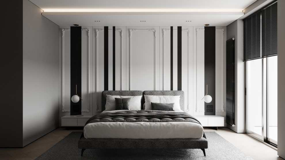 Монохромный интерьер с лёгкими элементами классики