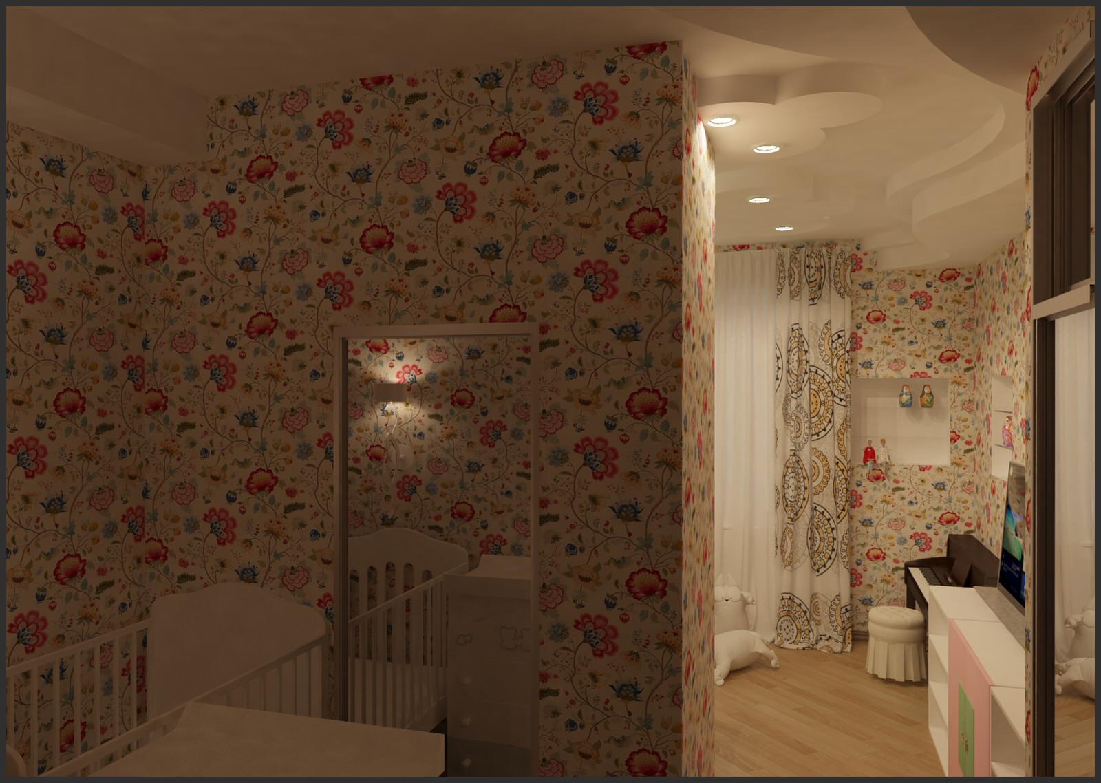 Родился еще малыш (комната разделена на две зоны гардеробной)