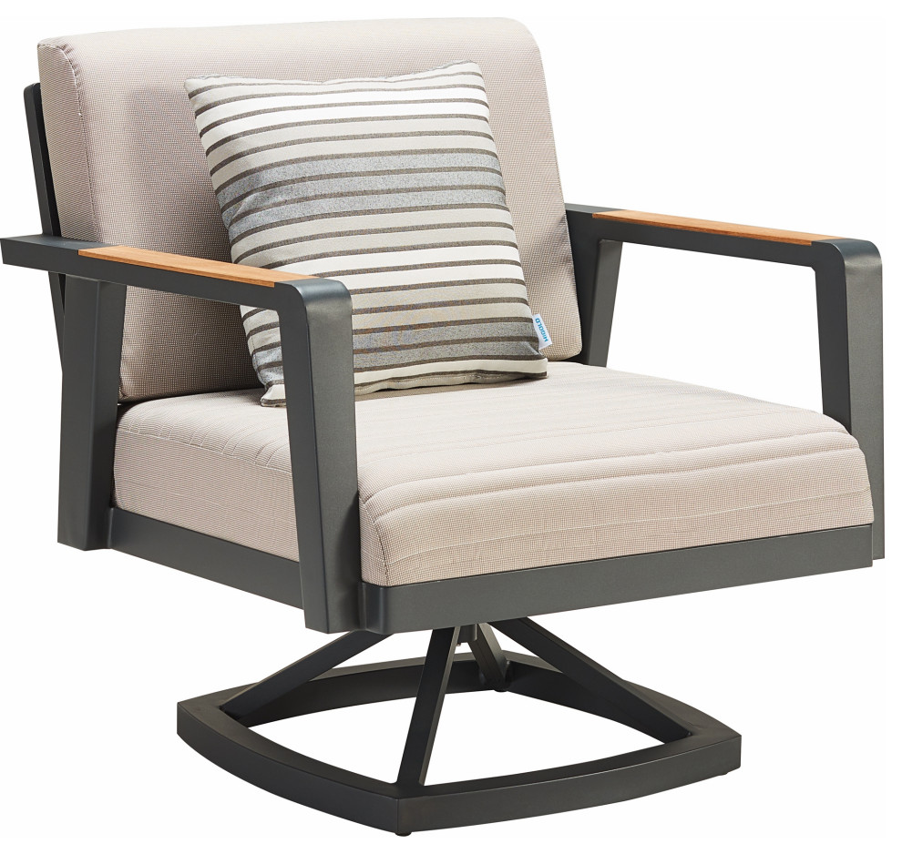 HIGOLD 6977 Emoti Aluminum Swivel Single Sofa Teak Armrest Matte