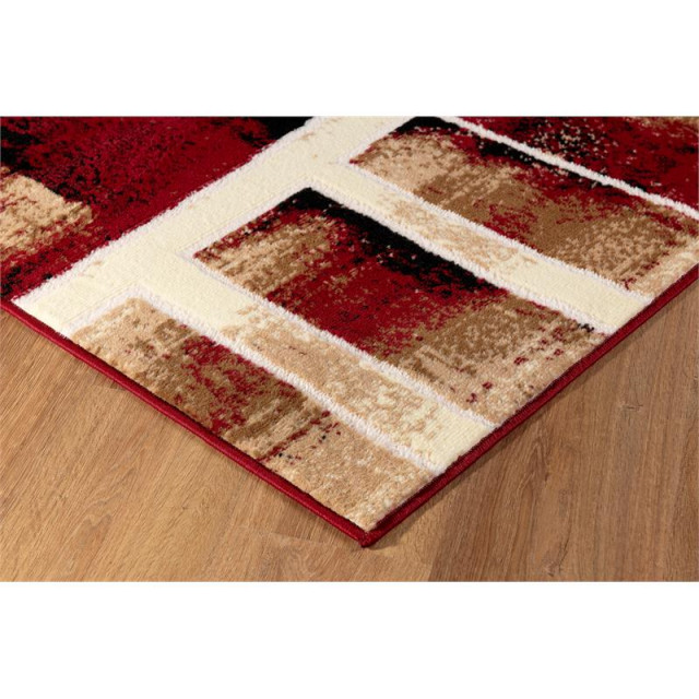 L'Baiet Samara Abstract Red Graphic 8' x 10' Fabric Area Rug