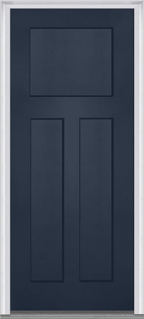 3 Panel Shaker Fiberglass Black Front Door - Contemporary - Front Doors ...