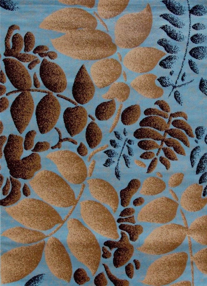 Persian Rugs Modern 7001, Blue, 9'0x12'6, 9'x12'6" Tropical Area