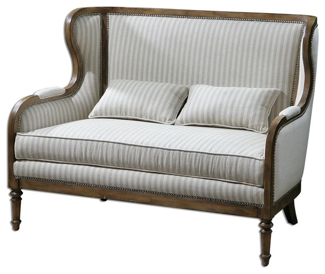 Uttermost Neylan High Back Loveseat 23160 Traditional Armchairs And Accent Chairs by