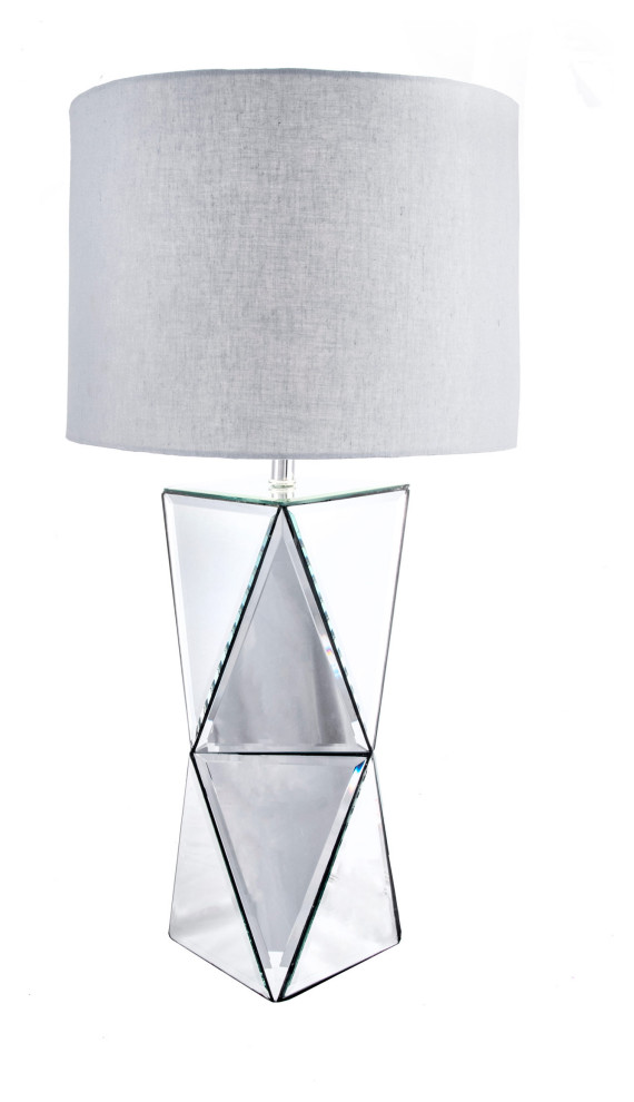Handmade Geometric Reflective Mirror Table Lamp, 30" Contemporary