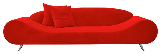 Harmony Sofa, Chrome Plated Steel Tubes Base, Red Velvet