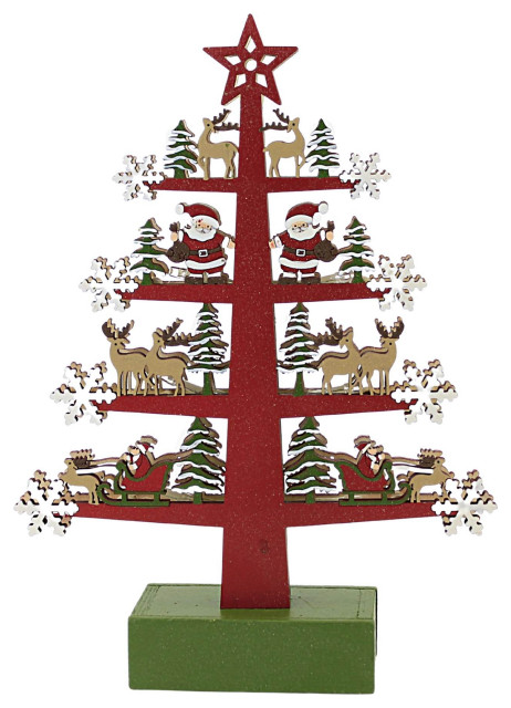 Christmas Table Top Tree WithCharacters Wood Santa Reindeer Trees ...