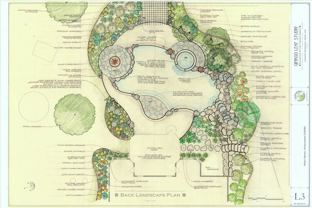 Informal Pool with Spa and Waterfall - West Bend site-and-landscape-plan