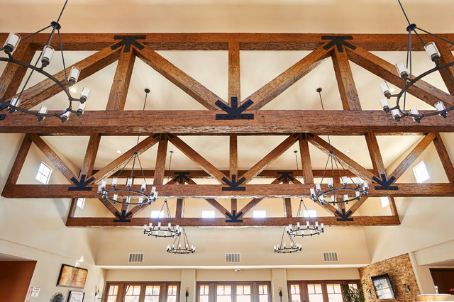 Faux Wood Beams Trusses Rustic Family Games Room