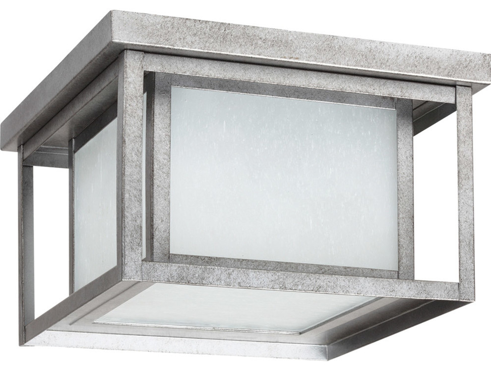 Hunnington 2 Light Outdoor Ceiling Lights in Weathered Pewter