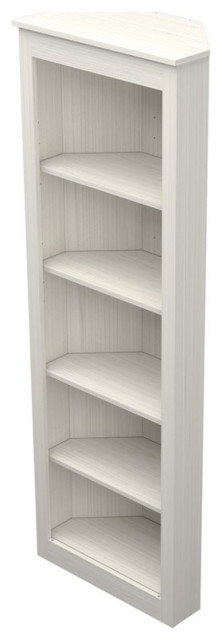 Inval 71" 5 Shelf Engineered Wood Corner Bookcase in Washed Oak