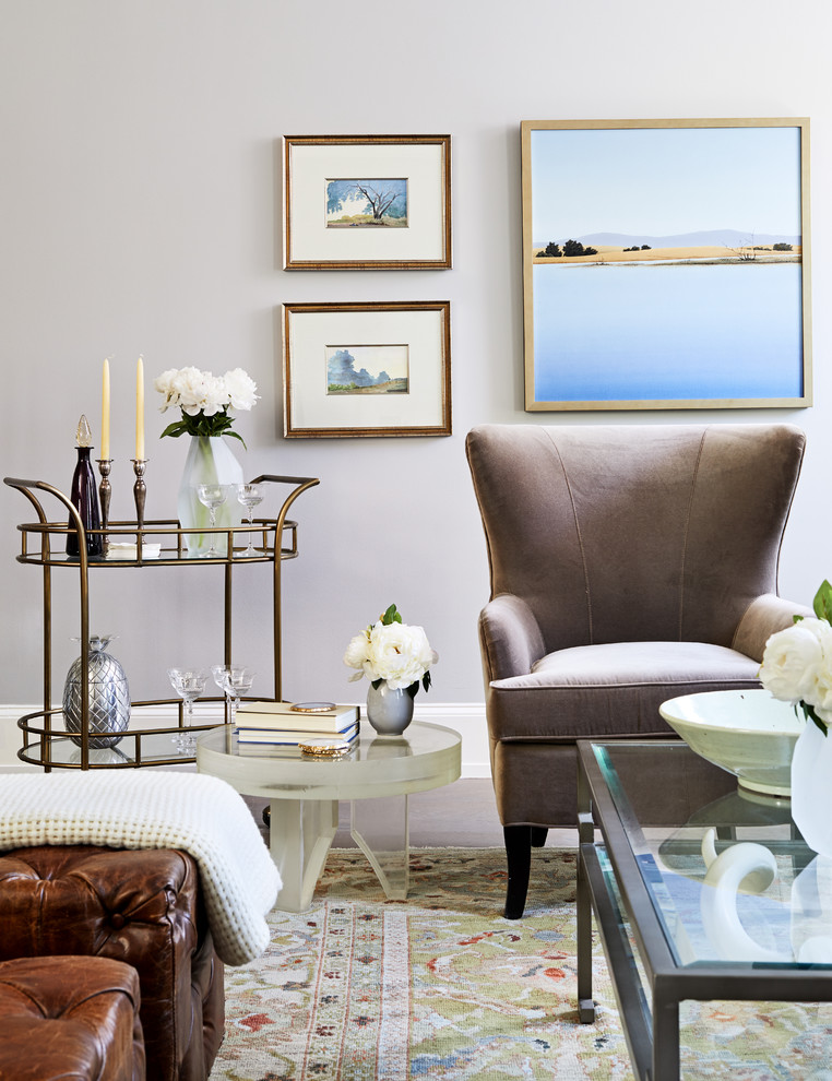 This is an example of a mid-sized transitional formal living room in Los Angeles with grey walls.