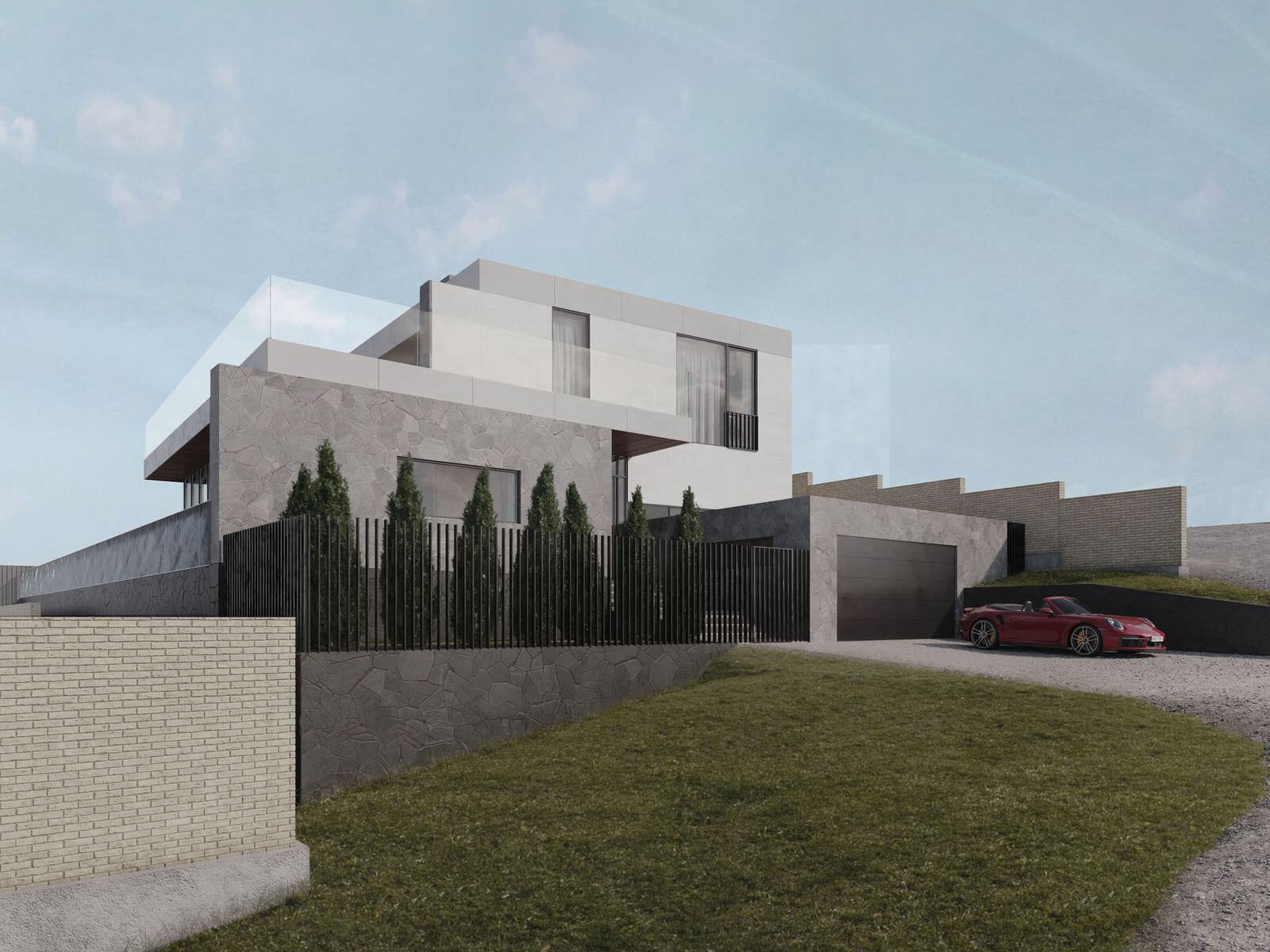 Вид на дом с подъездной дороги