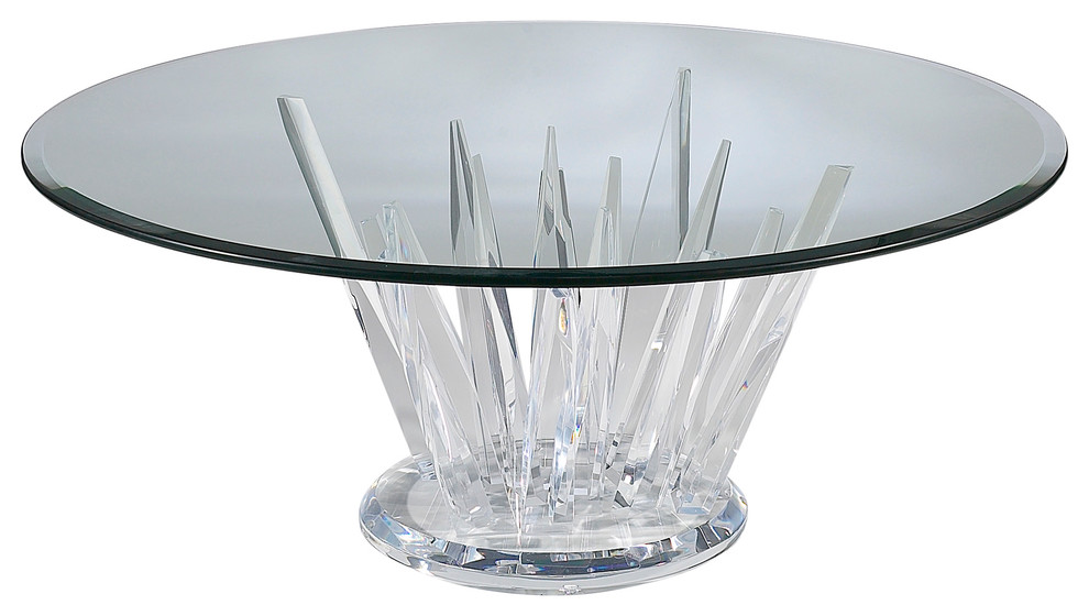 Crystals Coffee Table With 42" Round Glass Top Contemporary Coffee Tables by Shahrooz Houzz