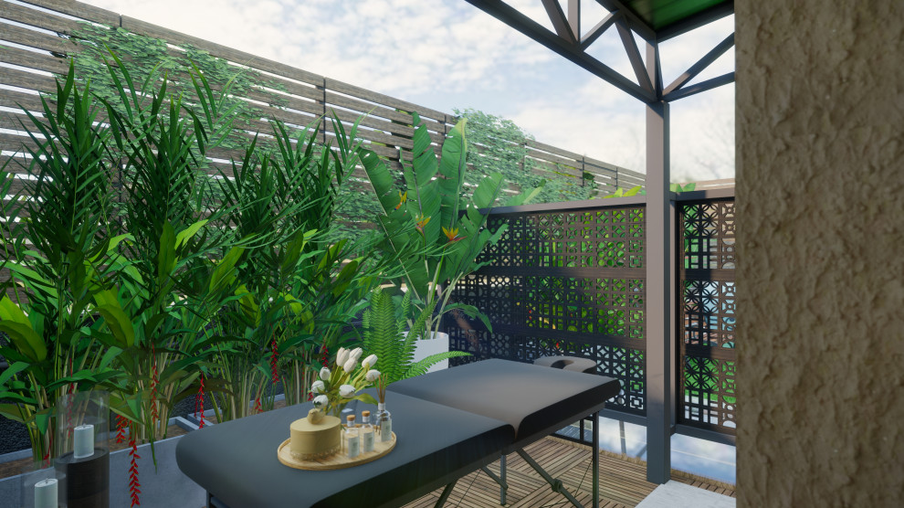 This is an example of a tropical living room in Bengaluru.