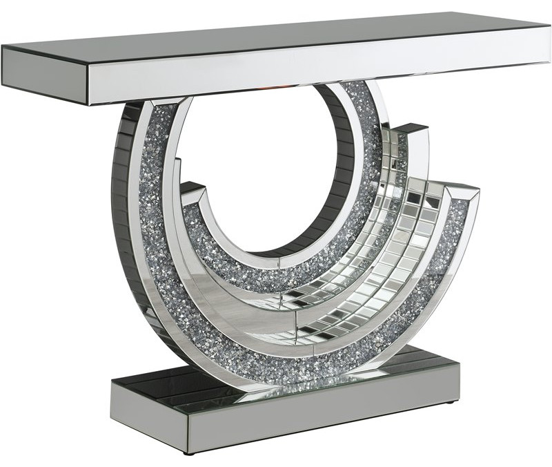 Coaster Contemporary Wood Multi-Dimensional Console Table in Silver