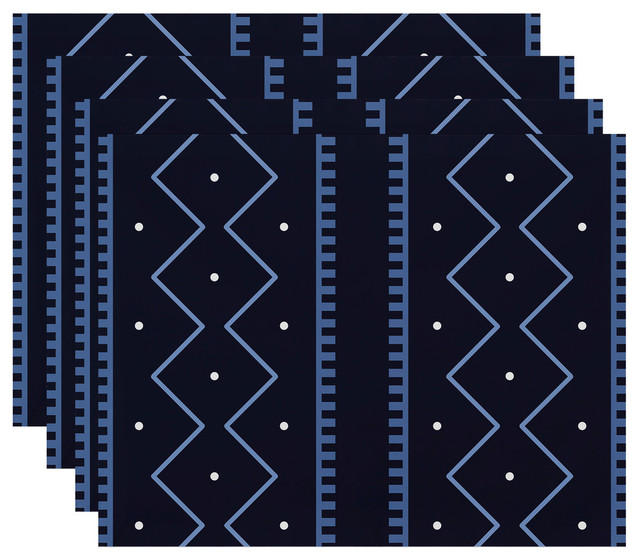 Mudcloth, Geometric Print Placemat, Navy Blue (Set of 4), 18 x 14"