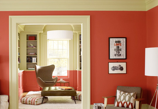 Red-Orange and Gray-Brown Room from Benjamin Moore Color Combo ...