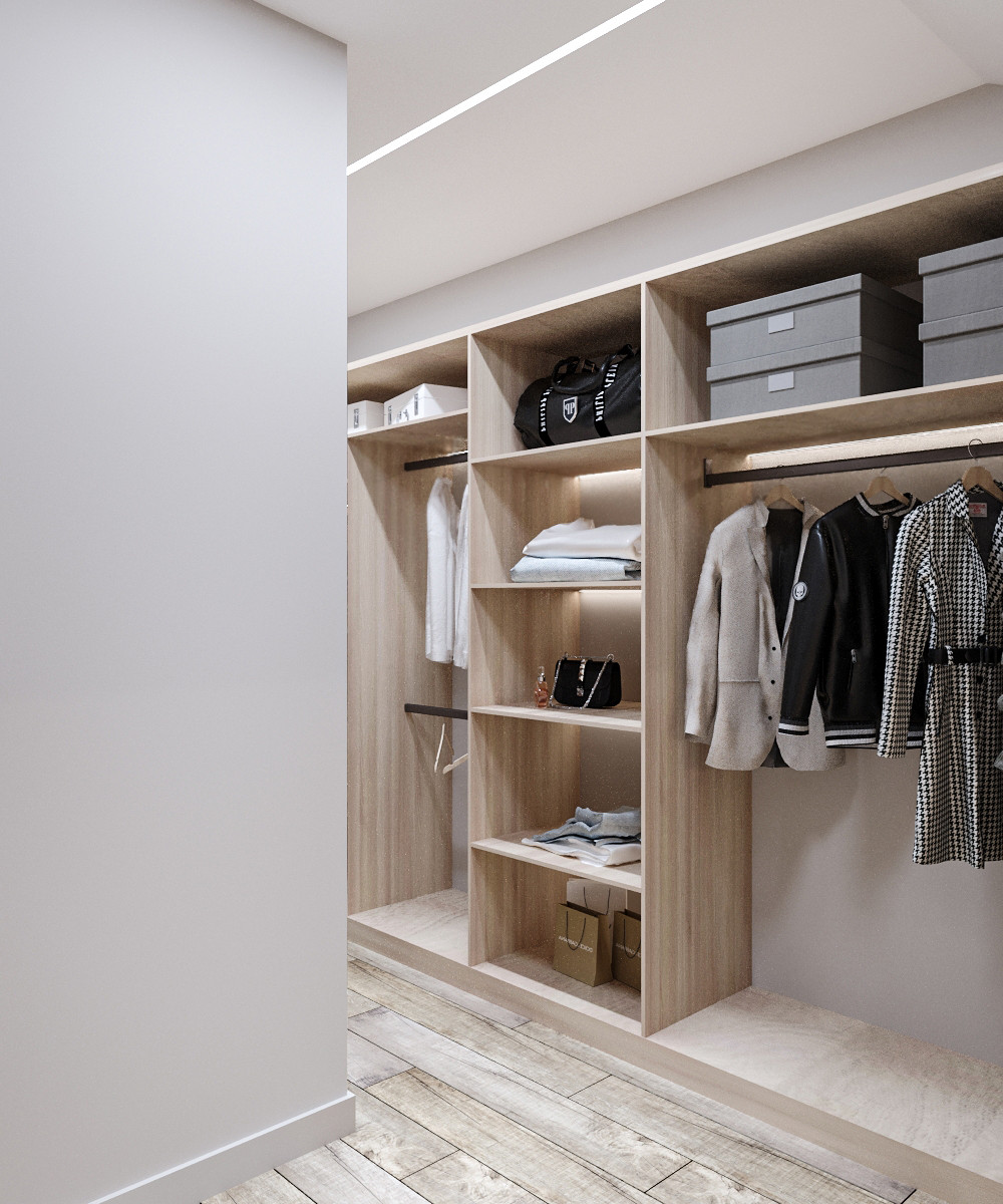 Современные оттенки серого и уютного дерева)