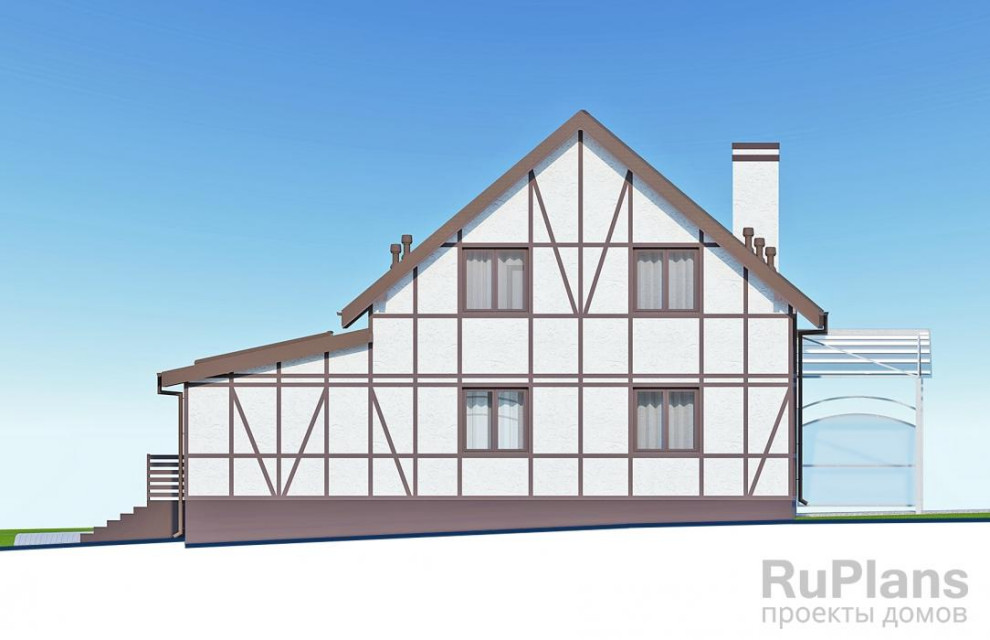 Rg5894 - Проект дома с мансардой и верандой.