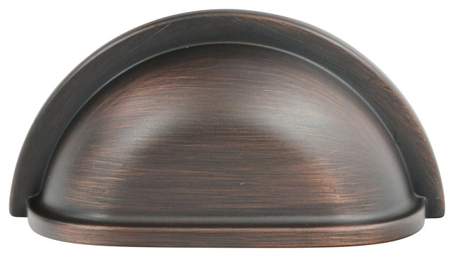 Crescent 3 Brushed Oil Rubbed Bronze Cup Cabinet Hardware Pull