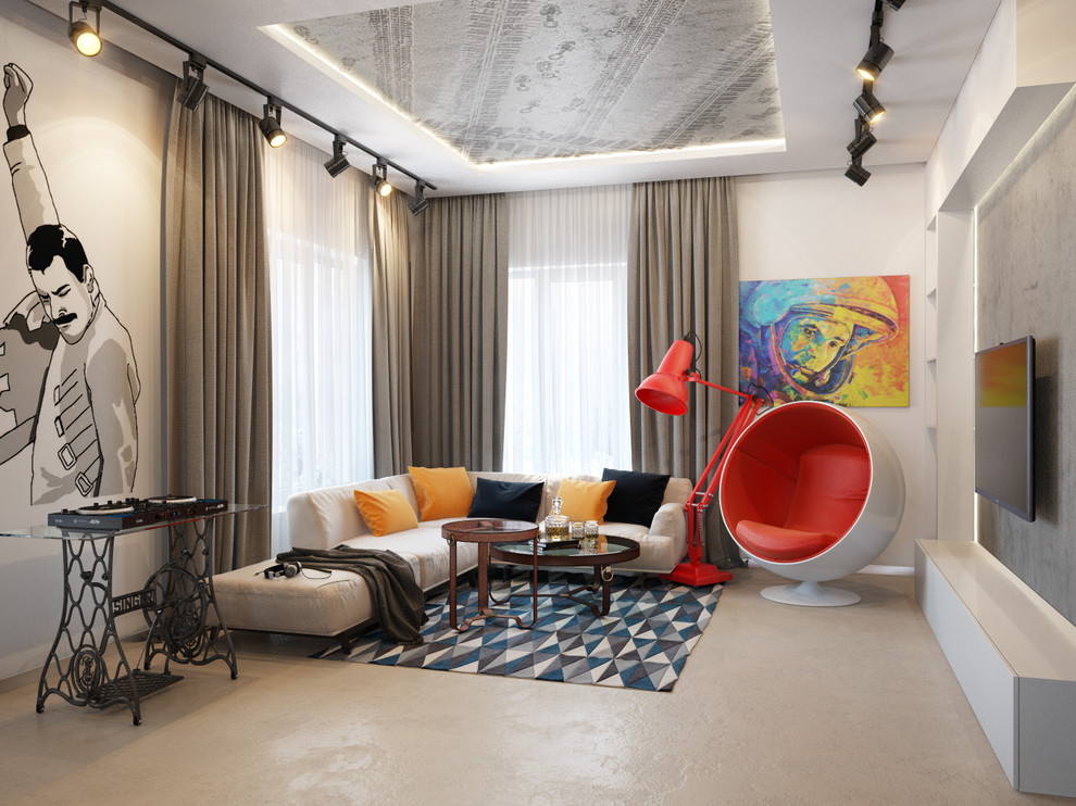 Проект гостиной - столовой в коттедже