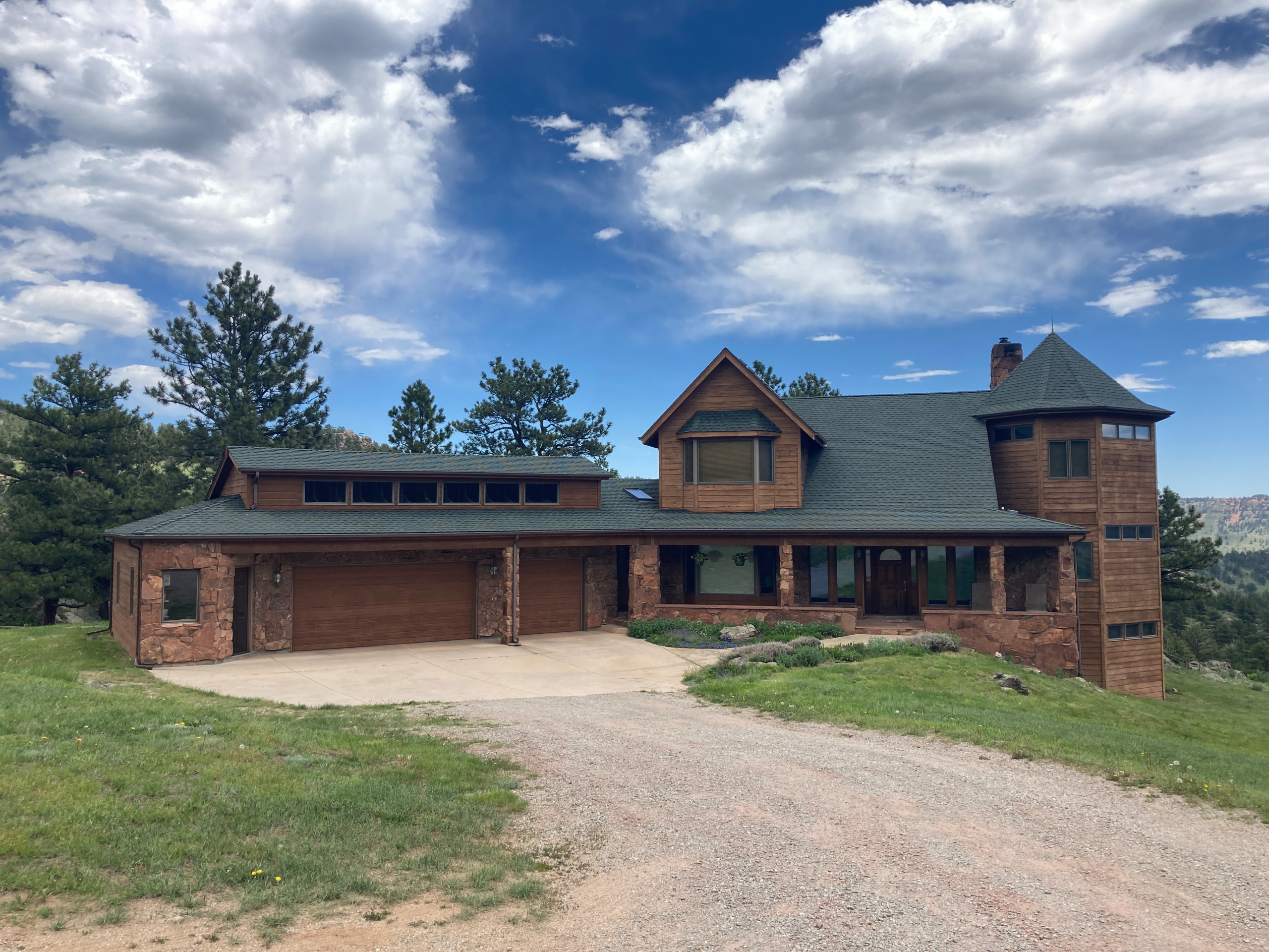 Mountain Castle Fortress with Wrap Around Deck & Barn