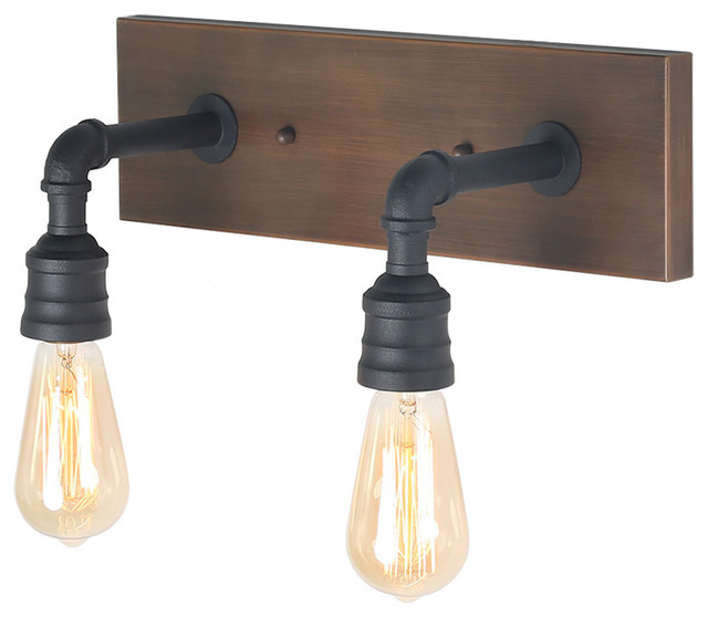 Laluz 2 Light Water Pipe Wall Sconce Black Vanity Lights Sconces
