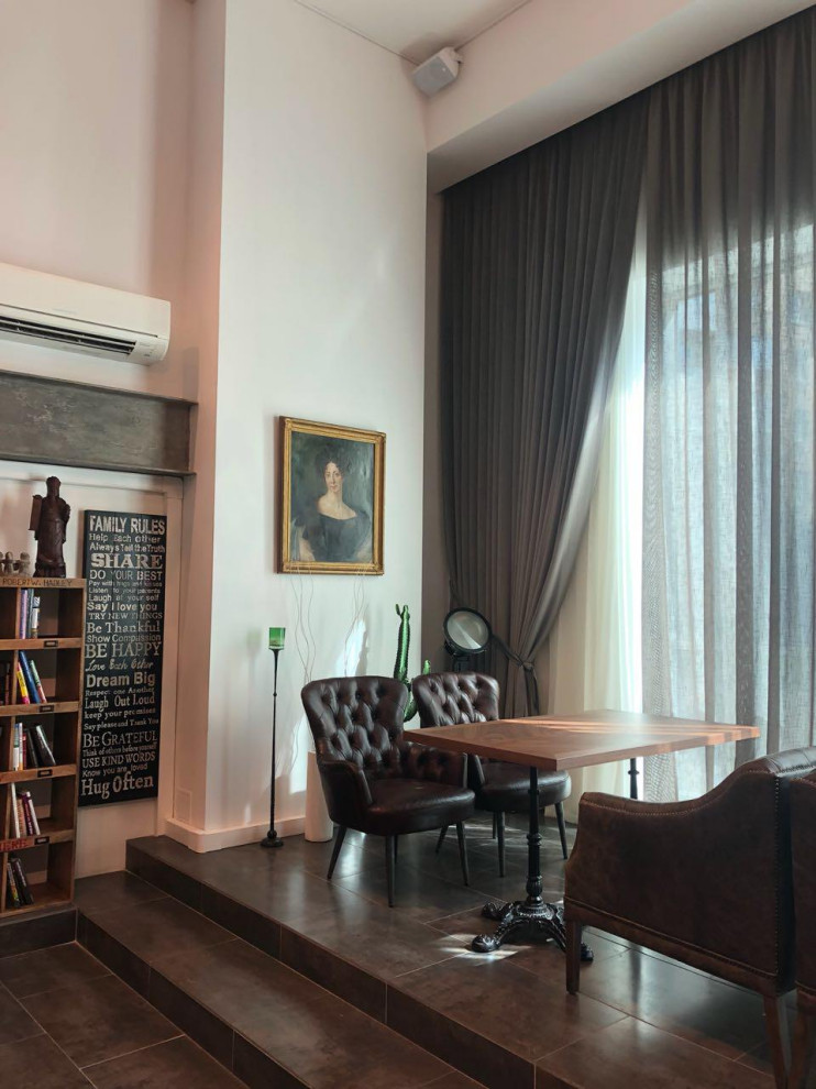 Наше портфолио.Шторы в кафе "Лен и гречка" Елены Перминовой